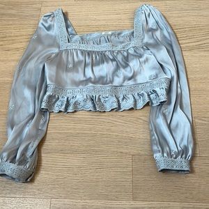 Sunday Best Aritzia May Day Blouse in pearl grey XXS